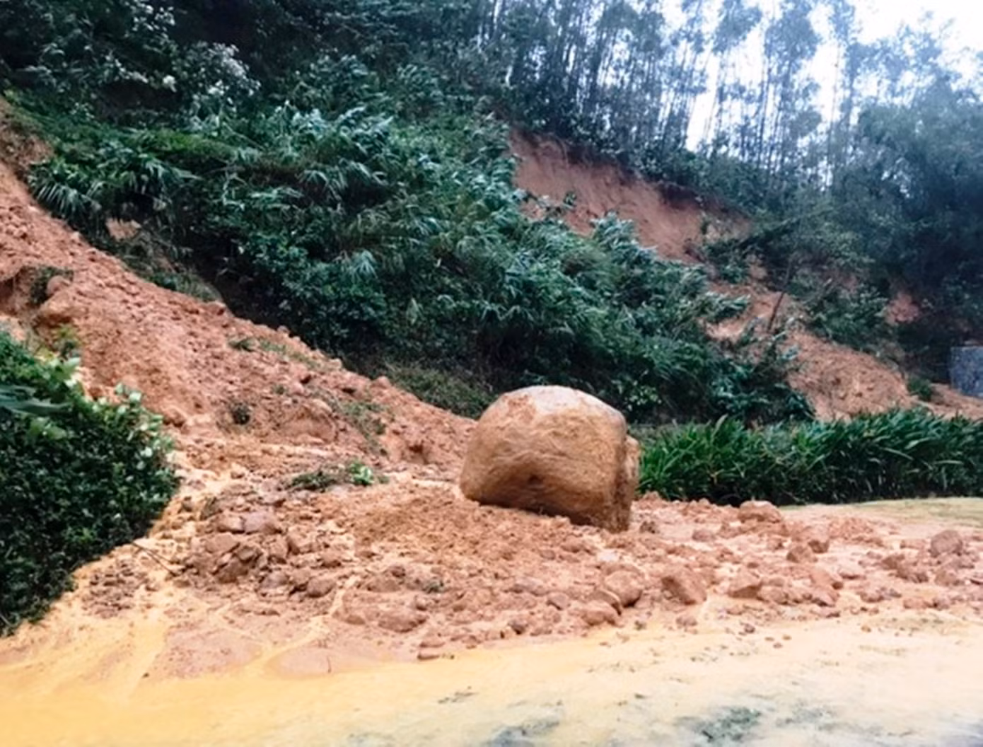 Mưa lớn gây nguy cơ sạt lở đồi núi tại Thừa Thiên-Huế.
