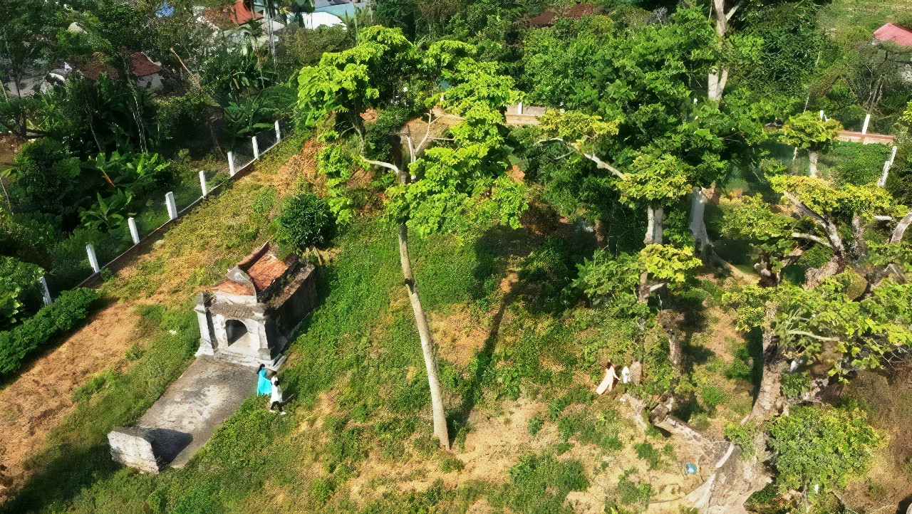 Di tích tháp đôi Liễu Cốc nhìn từ trên cao. Ảnh: Tư liệu.