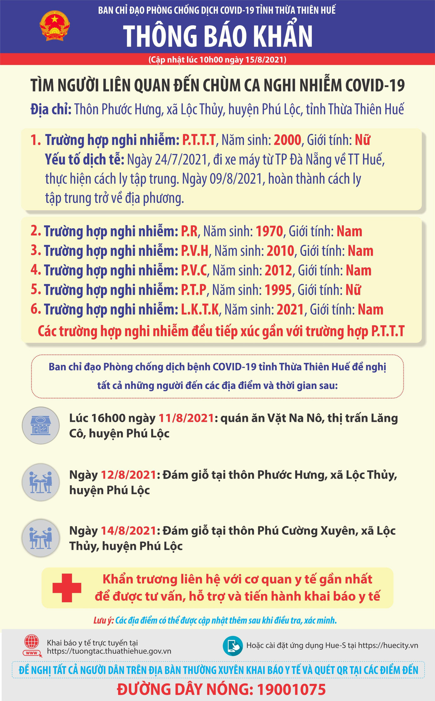 Thông báo khẩn của Ban chỉ đạo phòng, chống dịch COVID-19 tỉnh TT-Huế Thông báo khẩn của Ban chỉ đạo phòng, chống dịch COVID-19 tỉnh TT-Huế
