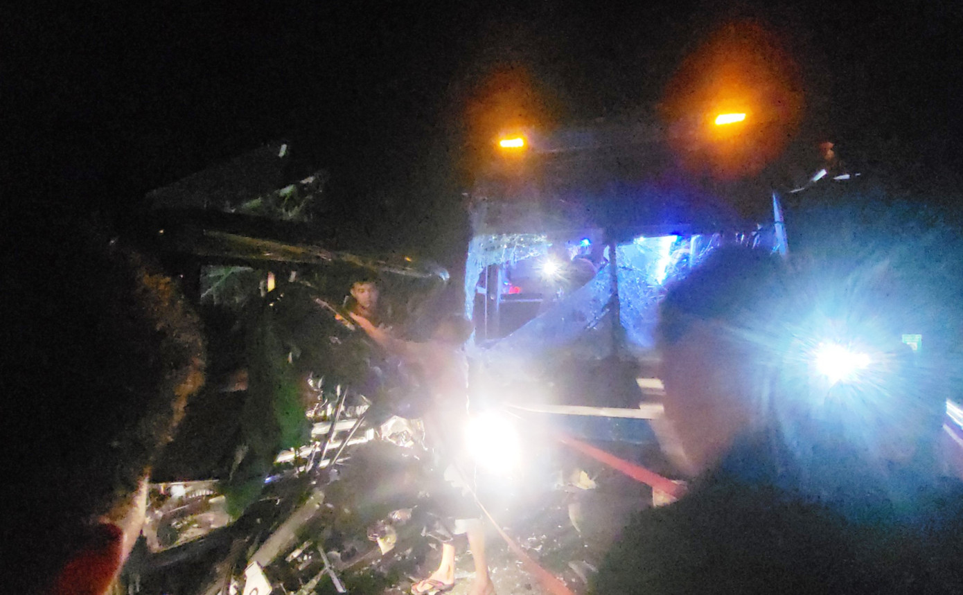 Hiện trường vụ tai nạn. Ảnh: Q.T Hiện trường vụ tai nạn. Ảnh: Q.T