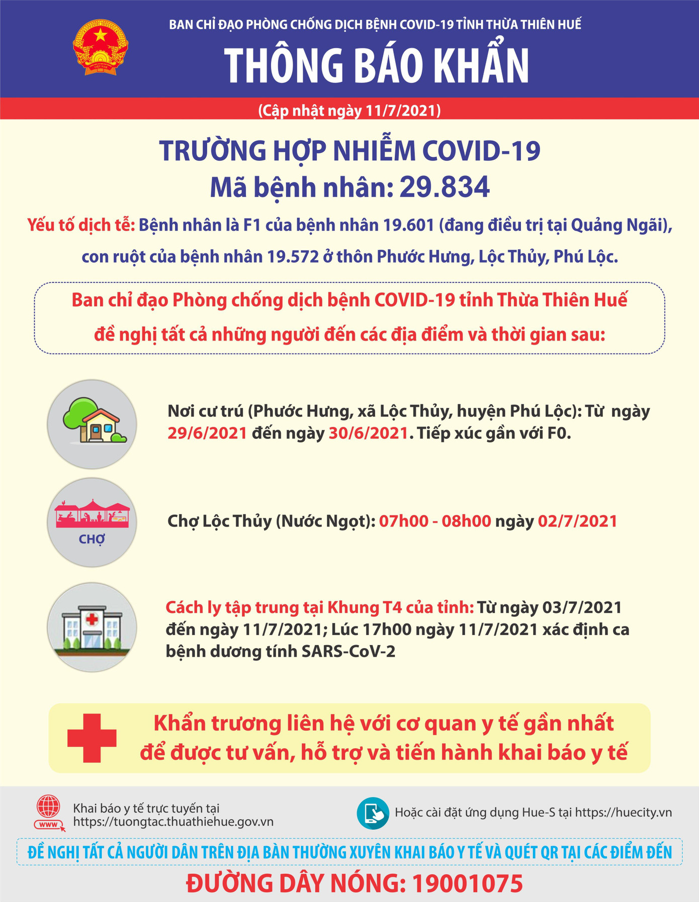 Thông báo khẩn của Ban Chỉ đạo phòng, chống dịch COVID-19 tỉnh TT-Huế