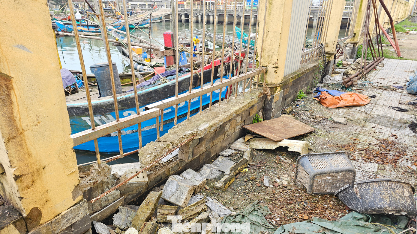 Kết cấu bê tông của hàng rào có dấu hiệu bị đập phá để tạo lối vào ra khuôn viên cảng gây hư hỏng nặng cho công trình. Lõi thép cố định phần bê tông phía dưới hàng rào bị bong trơ ra ngoài. Nhiều dãy chấn song kim loại đã bị phá bỏ. Hàng rào kim loại có nguy cơ đổ ngã bất cứ lúc nào khi trở thành điểm néo cột dây neo cố định của nhiều tàu thuyền.