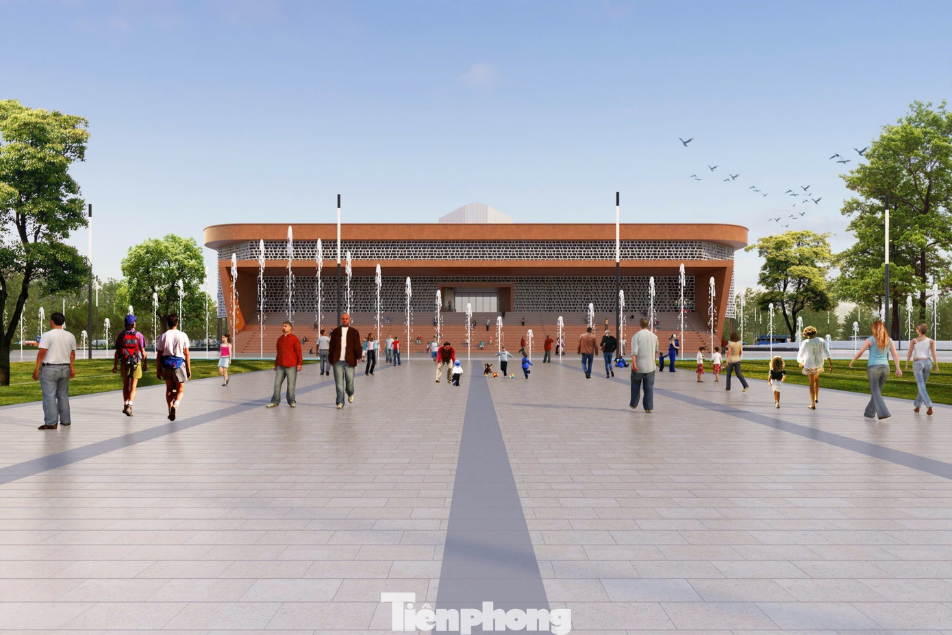 Công trình dự kiến hoàn thành vào cuối năm 2025, tạo thêm không gian cho người dân thụ hưởng các thiết chế văn hóa, thể thao, sinh hoạt ngoài trời và góp phần nâng cao đời sống tinh thần, thúc đẩy phát triển kinh tế xã hội địa phương. (Ảnh phối cảnh).