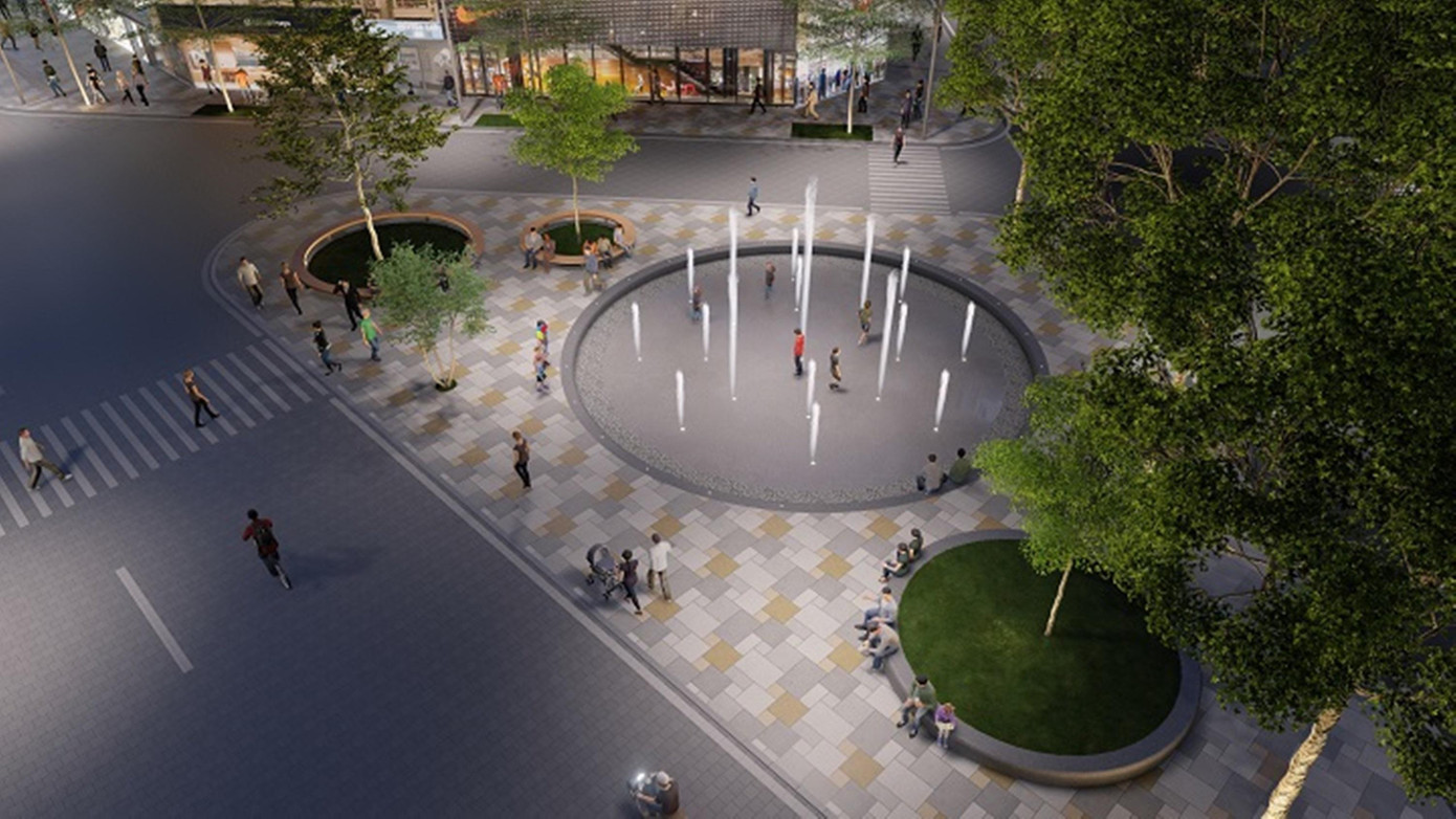 Ngoài ra, khu vực này còn bố trí các điểm tiện ích công cộng như bảng thông tin ở hai đầu tuyến đường, quầy thông tin dịch vụ kết hợp WC di động, xe dịch vụ di động, modul ghế ngồi có mái che, chòi nghỉ kết hợp điểm nhấn ánh sáng... Đồng thời, chỉnh trang công viên đối diện khách sạn Parkview, bao gồm lát đá toàn bộ công viên, bố trí hệ thống phun nước âm, điện chiếu sáng, trang trí theo thiết kế.