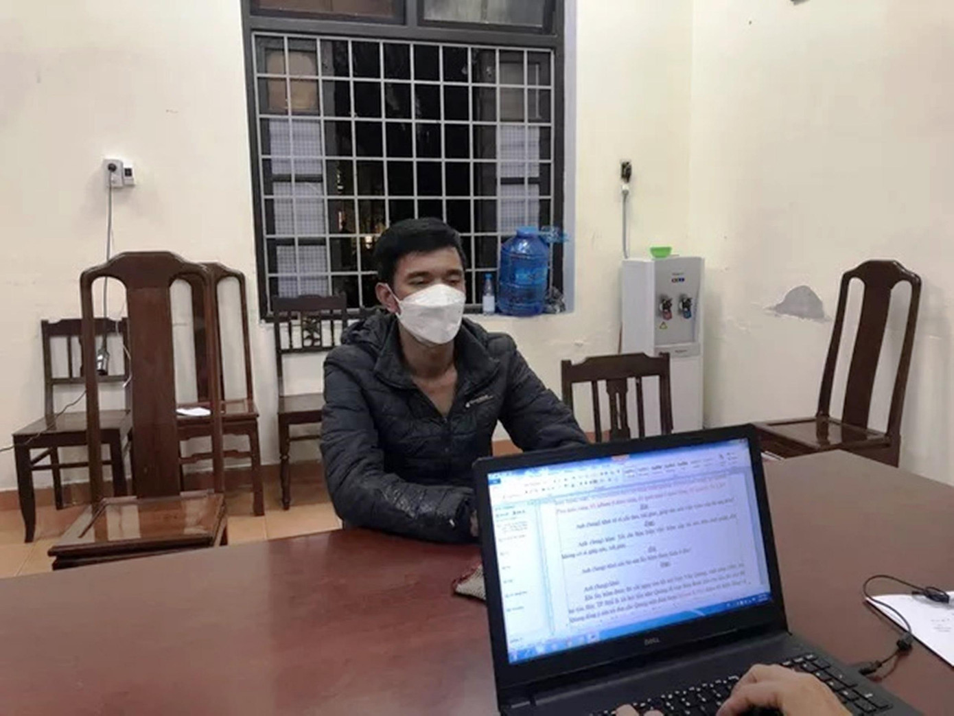 Đối tượng Sang tại cơ quan công an