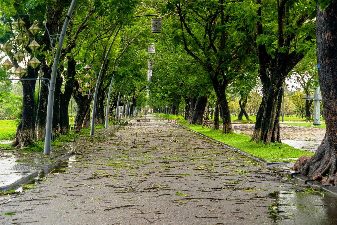 Hoạt động tham quan hệ thống Di tích Huế bị ngưng trệ do mưa bão. Ảnh: Bảo Minh