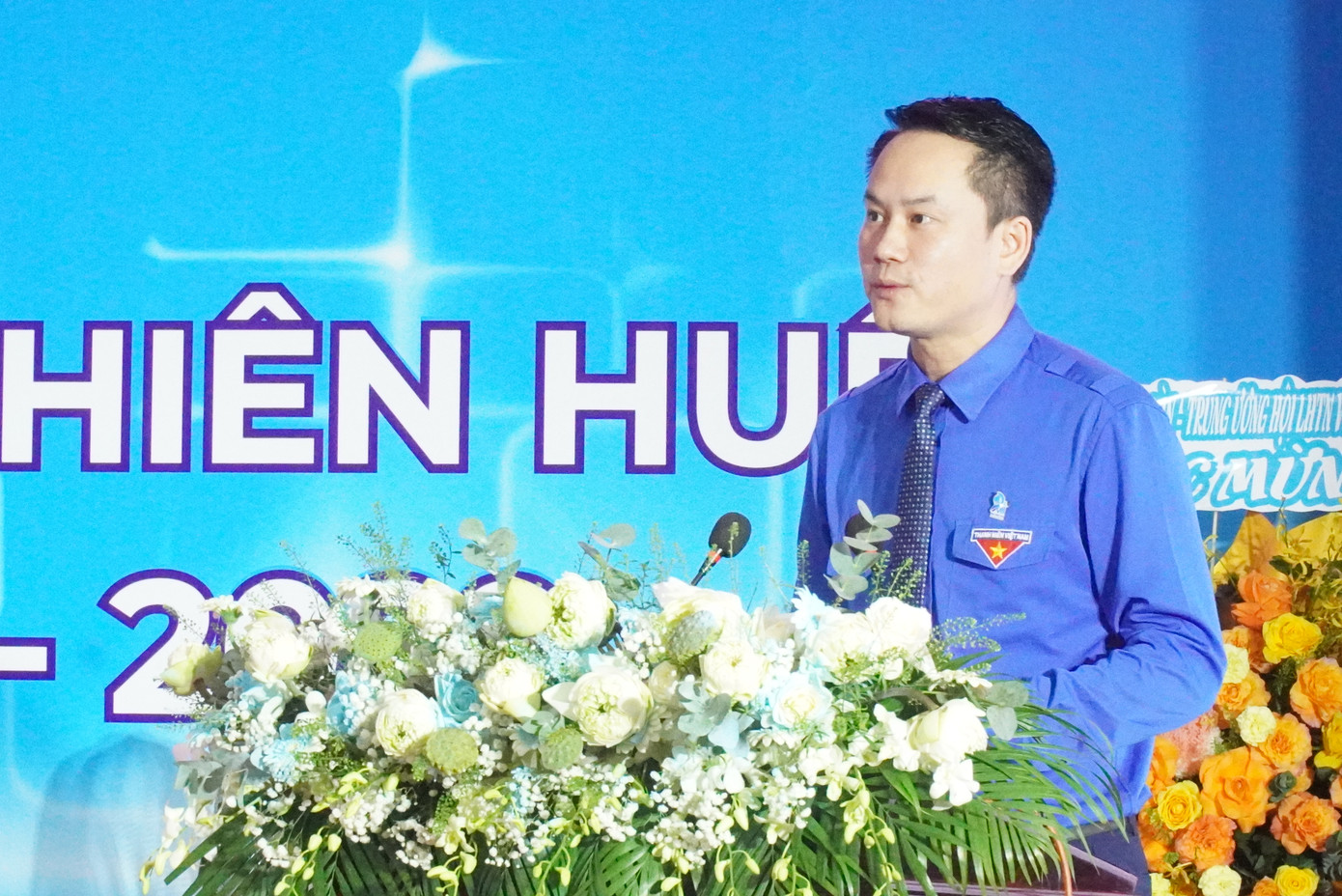 Anh Nguyễn Kim Quy - Phó Chủ tịch thường trực T.Ư Hội LHTN Việt Nam, phát biểu tại Đại hội.