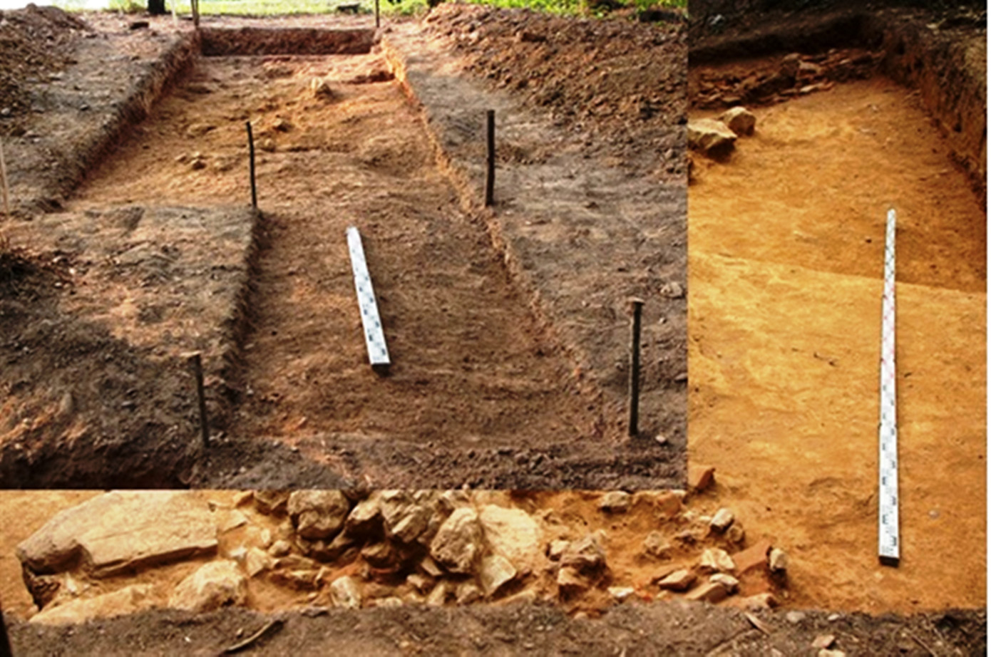 Hố khai quật phía đông núi Bân. Hố khai quật phía đông núi Bân.