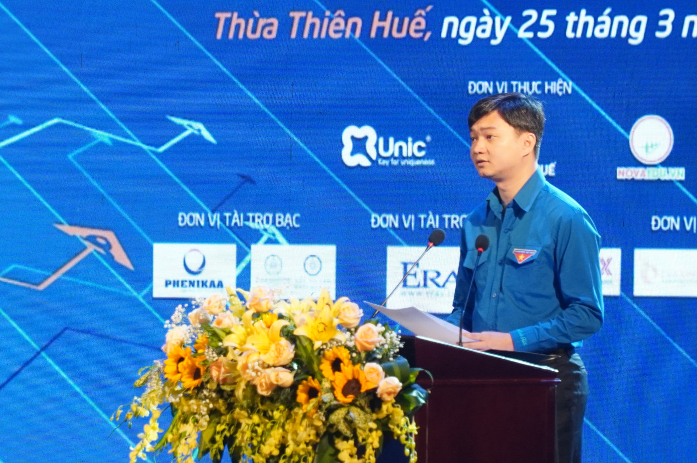 Anh Nguyễn Minh Triết - Bí thư T.Ư Đoàn, Chủ tịch T.Ư Hội Sinh viên Việt Nam, phát biểu tại Ngày hội khởi nghiệp quốc gia của học sinh, sinh viên lần thứ V.