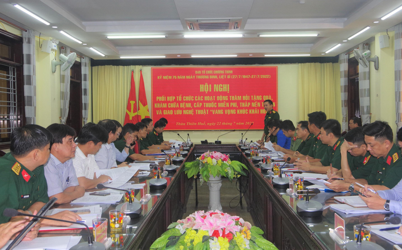 Quang cảnh hội nghị phối hợp tổ chức các hoạt động nhân kỷ niệm 75 năm Ngày Thương binh - Liệt sĩ