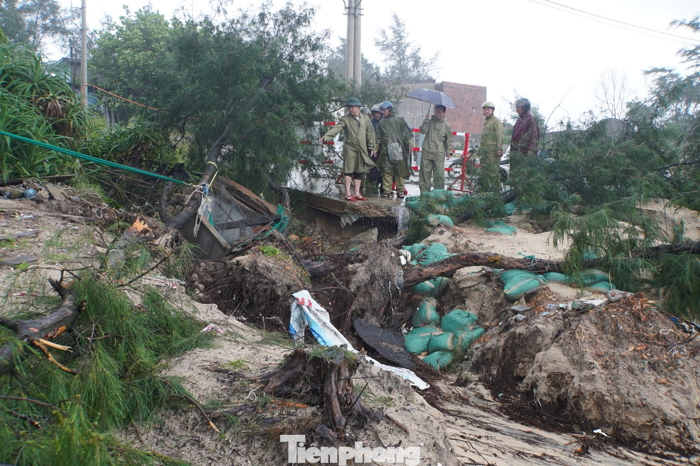 Để xử lý khẩn cấp tình trạng sạt lở tại 7 điểm ven biển thuộc xã Phú Diên, Bí thư Huyện ủy Phú Vang Trần Gia Công chỉ đạo chính quyền địa phương khẩn trương huy động lực lượng, phương tiện tại chỗ phối hợp cùng người dân tổ chức gia cố, khóa các vị trí sạt lở xung yếu, tránh để lan rộng; đồng thời, hỗ trợ đưa ghe thuyền bãi ngang và ngư cụ của ngư dân đến nơi an toàn, tránh hư hỏng, mất mát.