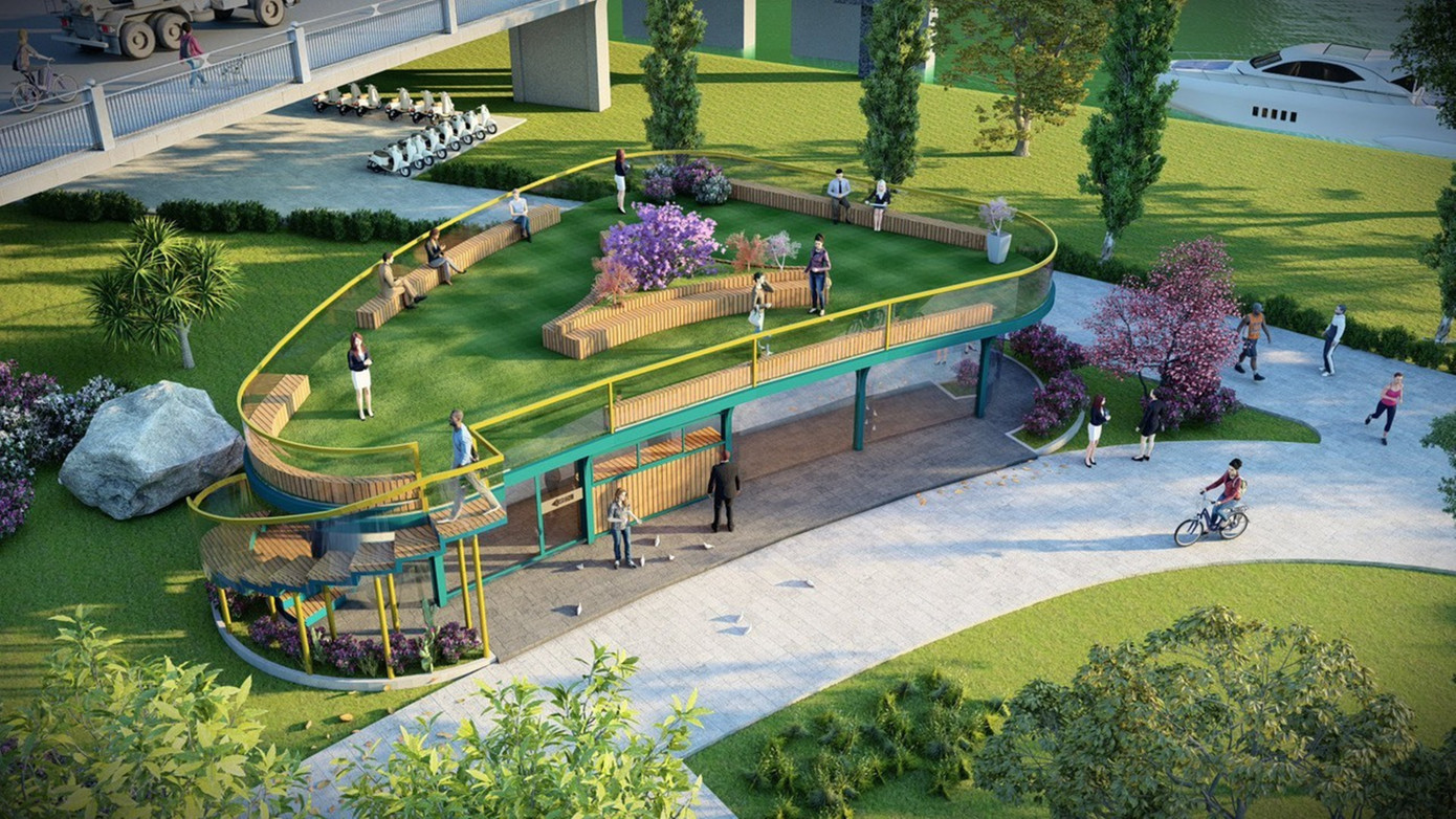 Phối cảnh một khu nhà vệ sinh công cộng thân thiện môi trường ở Huế. Ảnh phối cảnh