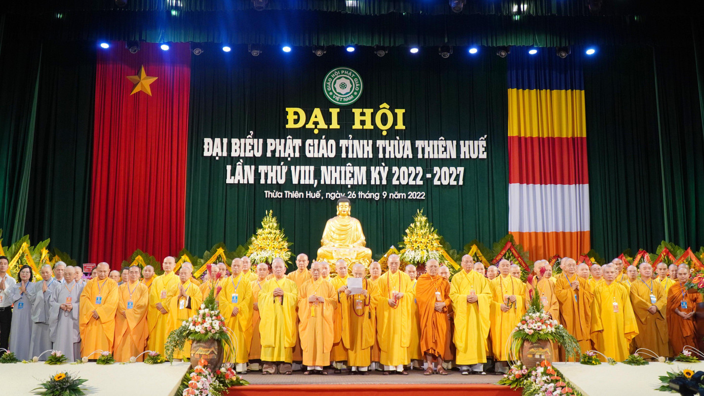 Các đại biểu dự Đại hội đại biểu Phật giáo tỉnh lần thứ VIII, nhiệm kỳ 2022 - 2027.