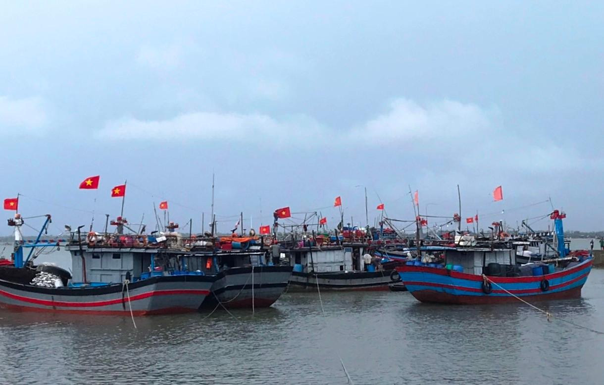 Lực lượng chức năng đã tổ chức bắn pháo hiệu kêu gọi tàu thuyền của ngư dân TT-Huế và các phương tiện tỉnh bạn thuộc vùng nguy hiểm quay vào bờ an toàn. Công việc này đến nay đã hoàn tất. Cảng vụ Hàng hải TT-Huế cũng đã có các phương án bảo đảm an toàn cho các tàu hàng hải neo đậu tránh va đập, trôi nổi. Trong ảnh: Các khu neo đậu tàu cá ven biển Thuận An, Phú Thuận, Phú Hải (TT-Huế) dày kín tàu thuyền đánh bắt xa bờ vào trú tránh bão.