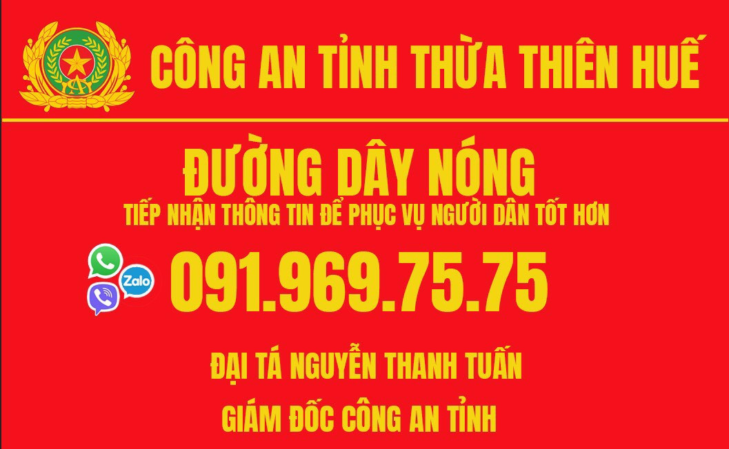 Số điện thoại đường dây nóng của Giám đốc Công an TT-Huế. Ảnh: CACC