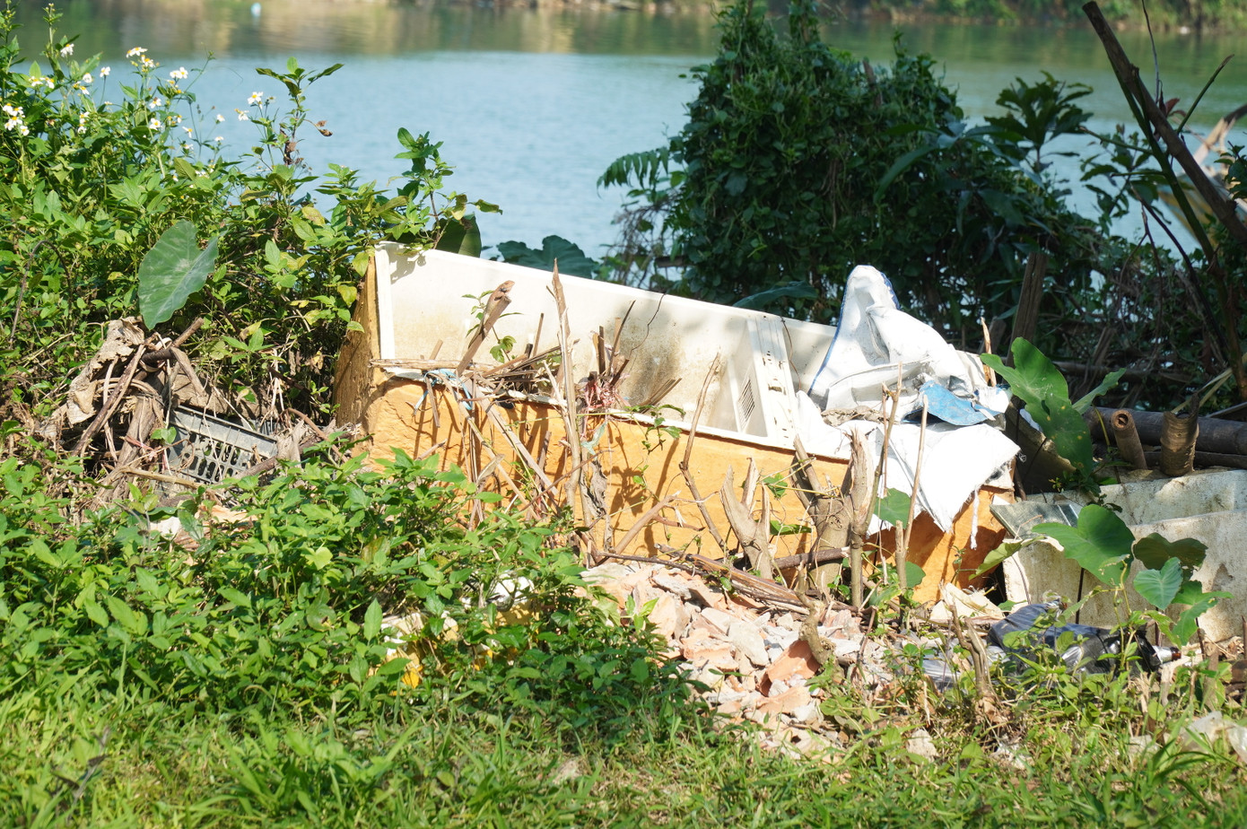 Rác thải bên trong công viên.