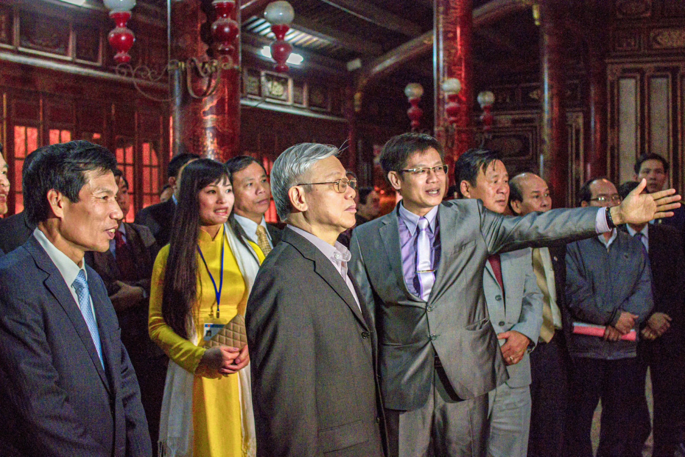 Tổng Bí thư Nguyễn Phú Trọng thăm khu Di sản văn hóa Huế vào tháng 3/2014. Ảnh: Bảo Minh