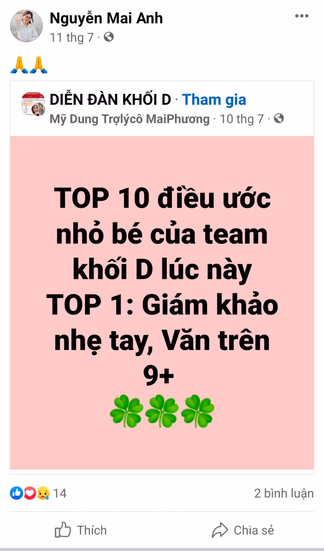 Bài chia sẻ khiến cộng đồng mạng thích thú. Ảnh: FBNV