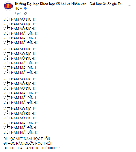 Fanpage trường ĐH KHXH&amp;NV, ĐHQG TP.HCM cũng nhanh chóng bắt trend với cái kết cực mặn. Nguồn: Fanpage trường.
