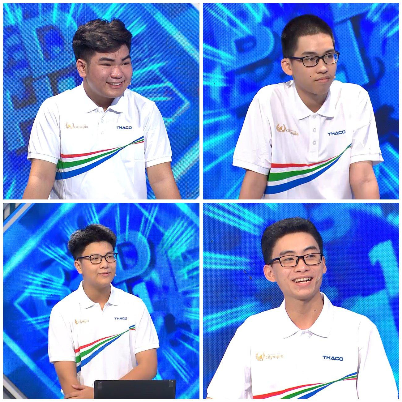 Cả 4 chàng trai đều có những màn thể hiện tuyệt vời. Nguồn: Đường Lên Đỉnh Olympia Cả 4 chàng trai đều có những màn thể hiện tuyệt vời. Nguồn: Đường Lên Đỉnh Olympia