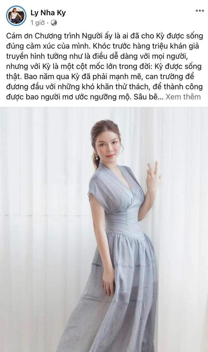 Bài đăng của Lý Nhã Kỳ sau chương trình "Người Ấy Là Ai" được phát sóng. Ảnh: FB Nhân vật.