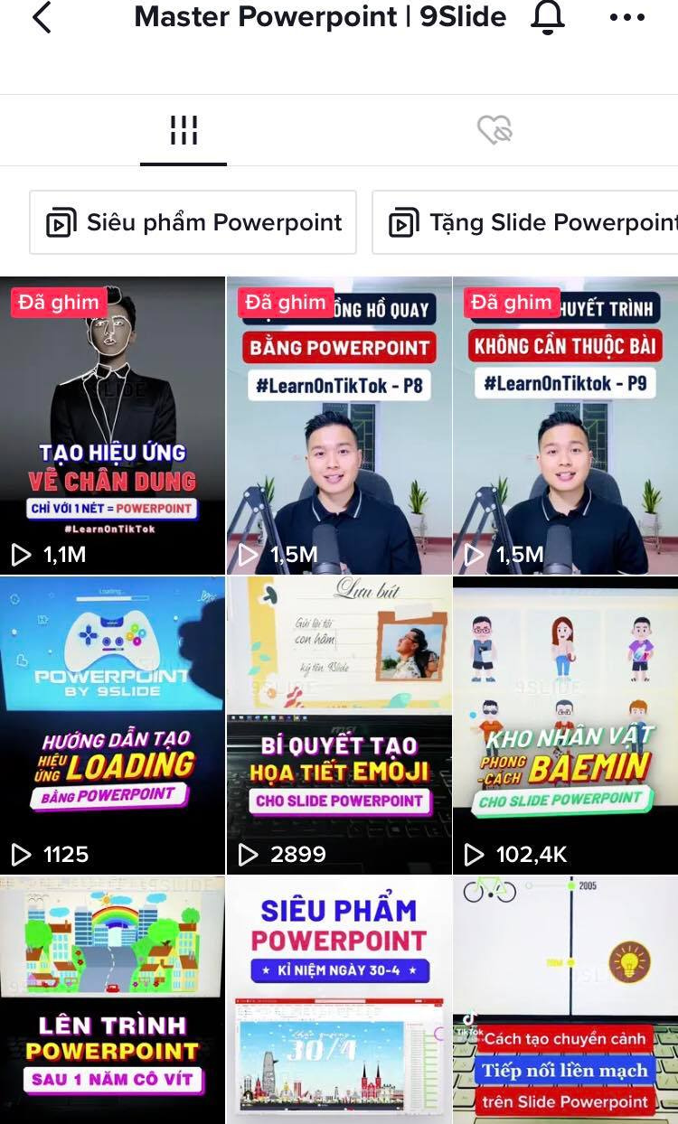 Kênh TikTok Master PowerPoint với lượng follow khủng.