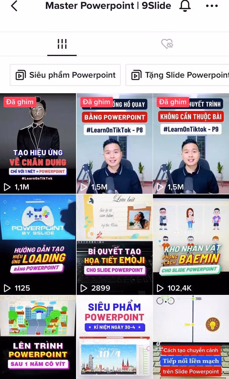 Kênh TikTok Master PowerPoint với lượng follow khủng.