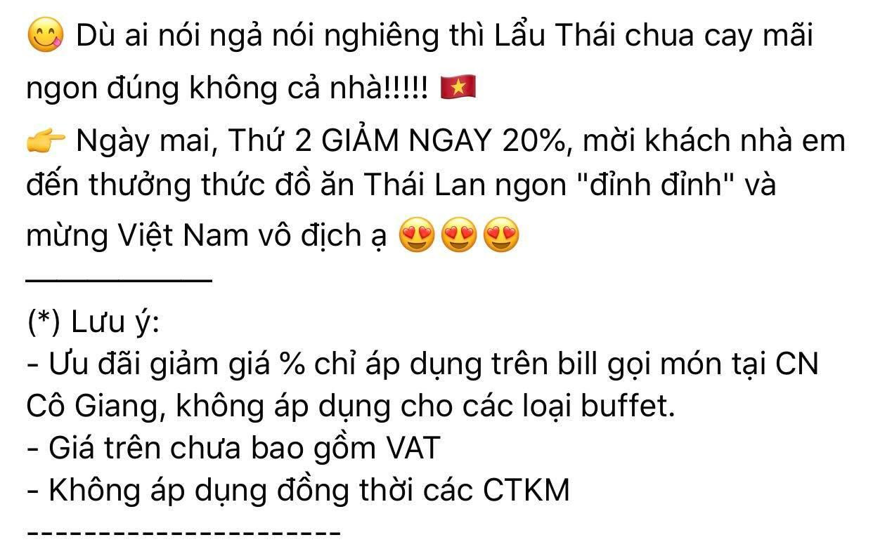 Không chỉ hot về cái tên, món lẩu Thái còn ngập tràn siêu khuyến mãi - Ảnh chụp màn hình.