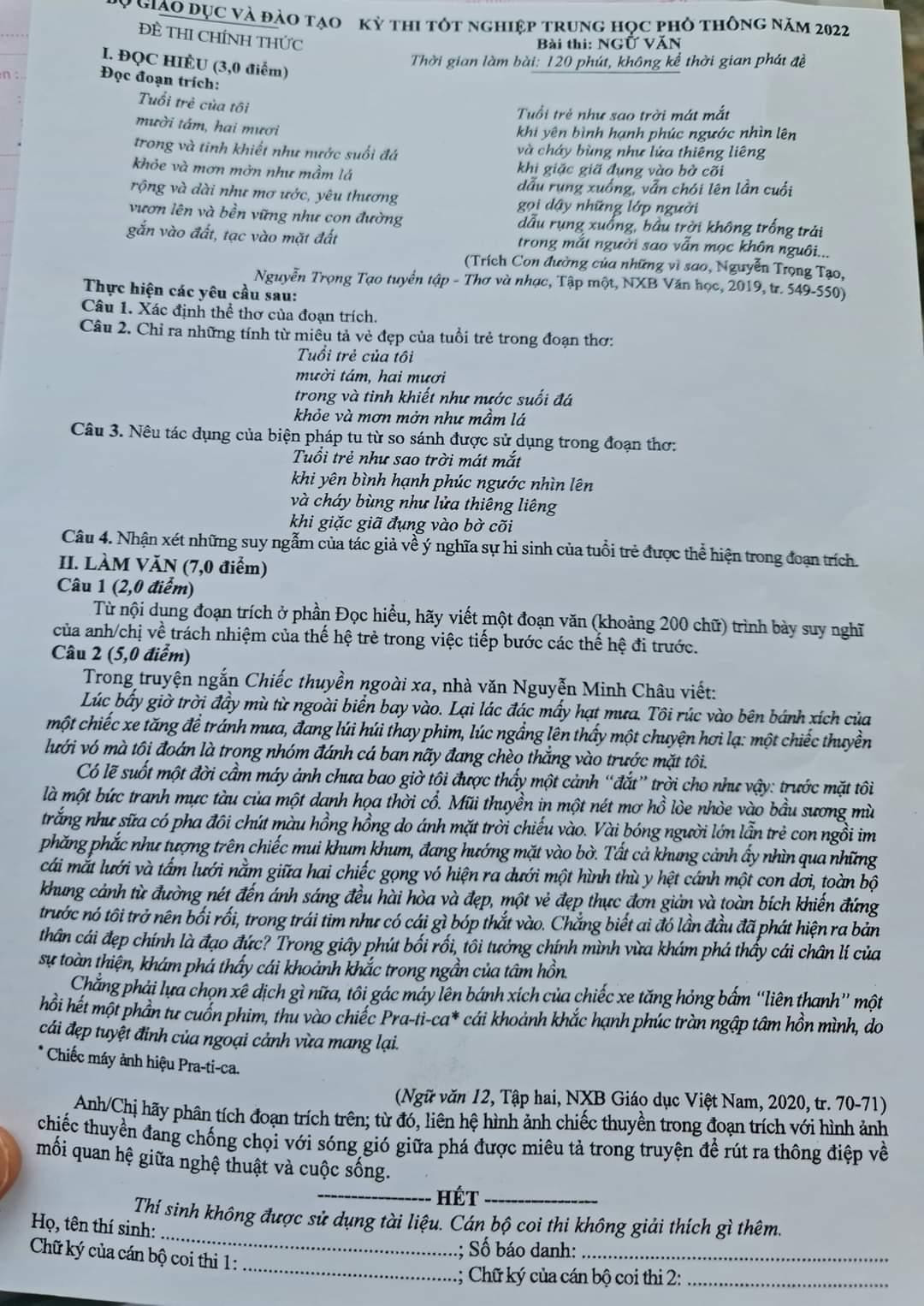 Phần mở rộng ở phần tác phẩm "Chiếc thuyền ngoài xa" khiến nhiều sĩ tử 2K4 bất ngờ. Nguồn: Internet