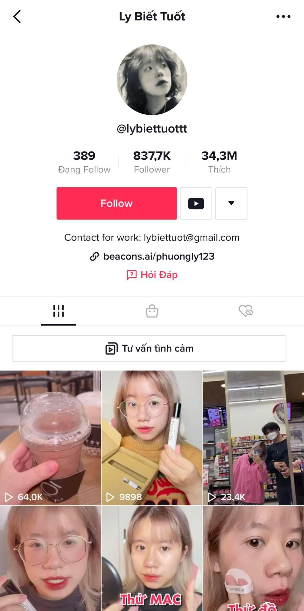 Kênh TikTok hơn 800K followers của cô bạn GenZ "học bá" này. Ảnh: TikTok NV. Kênh TikTok hơn 800K followers của cô bạn GenZ "học bá" này. Ảnh: TikTok NV.