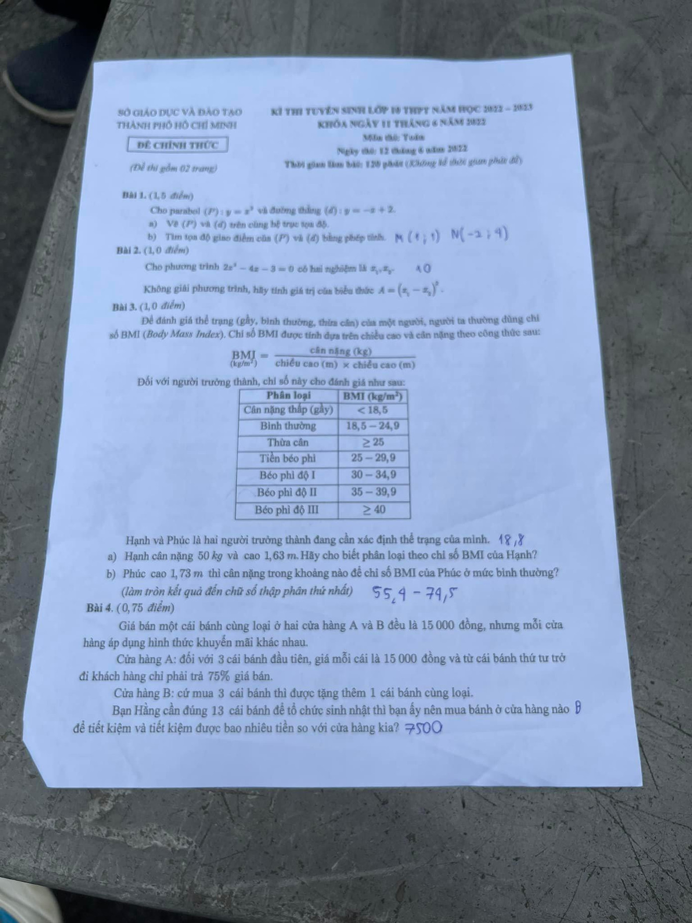 Đề thi toán tuyển sinh 10 tại TP.HCM 2022. Nguồn: Minh Đức Đề thi toán tuyển sinh 10 tại TP.HCM 2022. Nguồn: Minh Đức