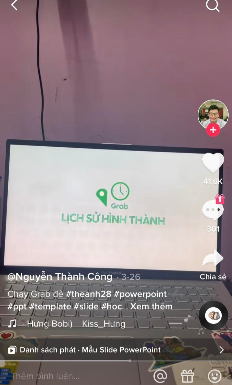 Nguyễn Thành Công rải tips cho một PowerPoint mang phong cách Grab chất lượng.