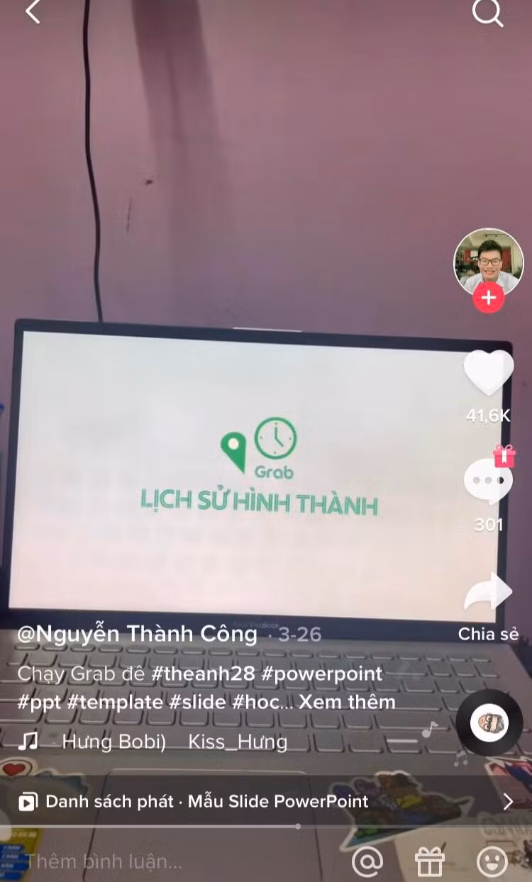 Nguyễn Thành Công rải tips cho một PowerPoint mang phong cách Grab chất lượng.