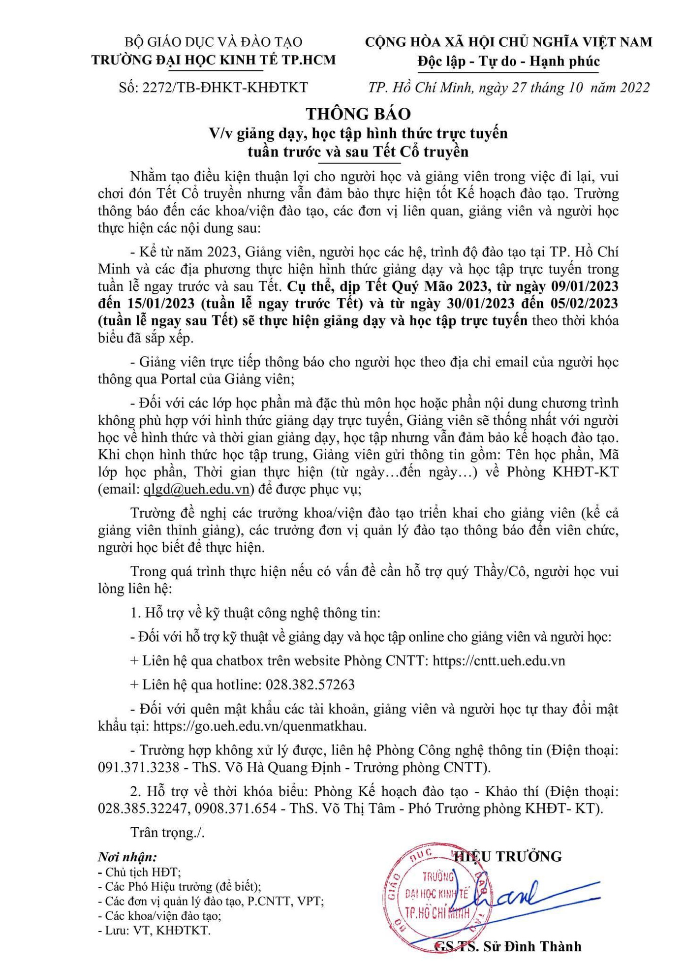 Công văn thông báo về kế hoạch giảng dạy, học tập trực tuyến tuần trước và sau Tết. Công văn thông báo về kế hoạch giảng dạy, học tập trực tuyến tuần trước và sau Tết.