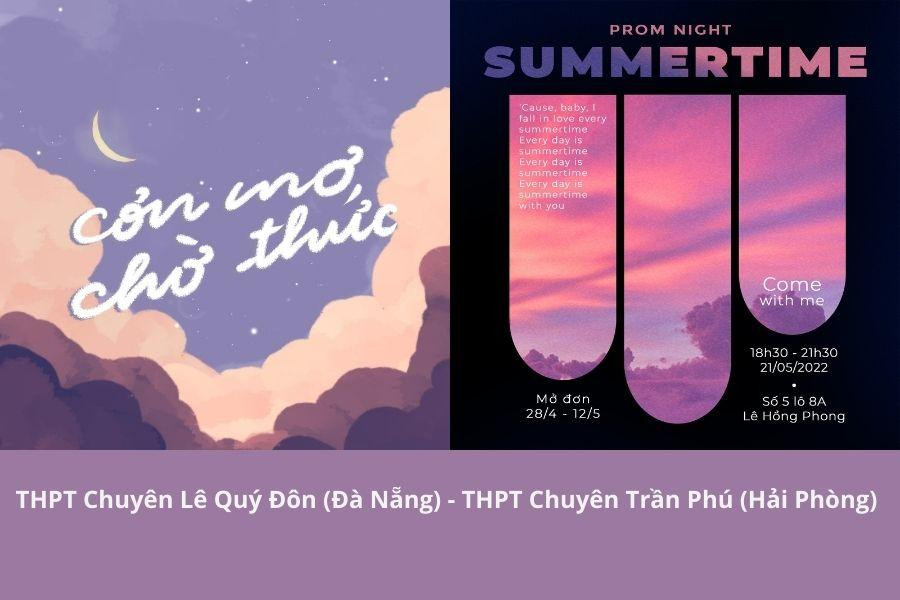 Không hẹn mà gặp, học sinh của 2 trường THPT Chuyên Lê Quý Đôn (Đà Nẵng) và THPT Chuyên Trần Phú (Hải Phòng) đều chọn những tông màu nhẹ nhàng cùng hình ảnh bầu trời cho chủ đề Prom năm nay. Nguồn: Internet. Không hẹn mà gặp, học sinh của 2 trường THPT Chuyên Lê Quý Đôn (Đà Nẵng) và THPT Chuyên Trần Phú (Hải Phòng) đều chọn những tông màu nhẹ nhàng cùng hình ảnh bầu trời cho chủ đề Prom năm nay. Nguồn: Internet.