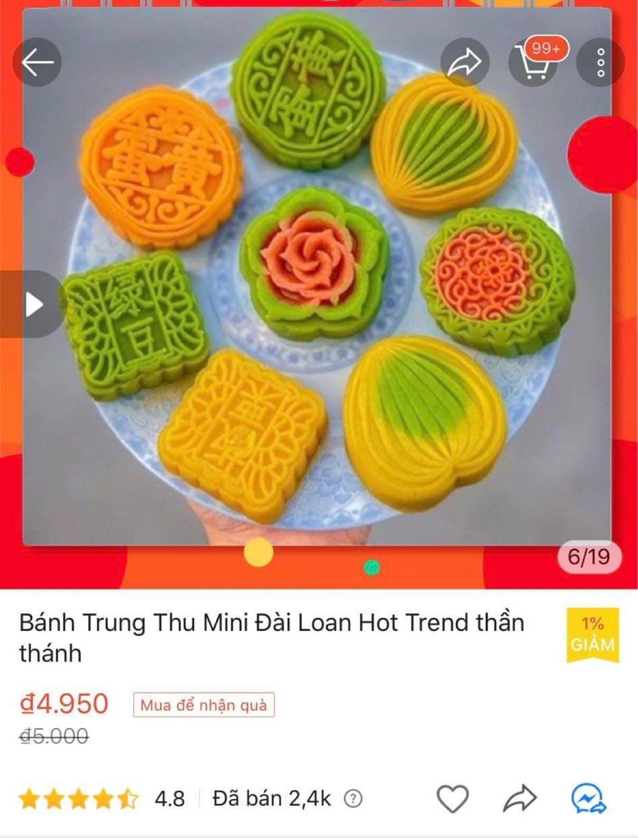 Số lượng &quot;chốt đơn&quot; cho chiếc bánh này lên đến hàng nghìn lượt mua. Ảnh chụp màn hình