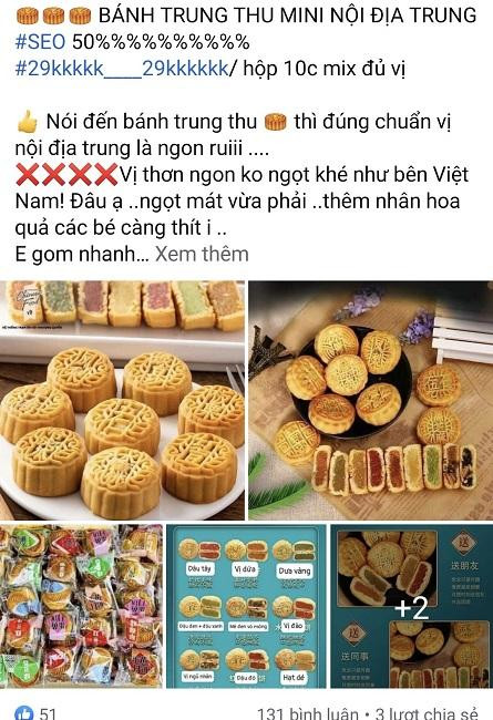 Hình ảnh chào bán bánh Trung thu giá rẻ trên các hội nhóm vào thời điểm năm ngoái. Nguồn: Internet