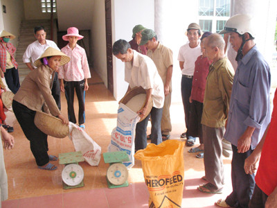 Người dân xã Công Liêm, huyện Nông Cống, nhận gạo cứu trợ lúc giáp hạt Ảnh: Báo Thanh Hóa