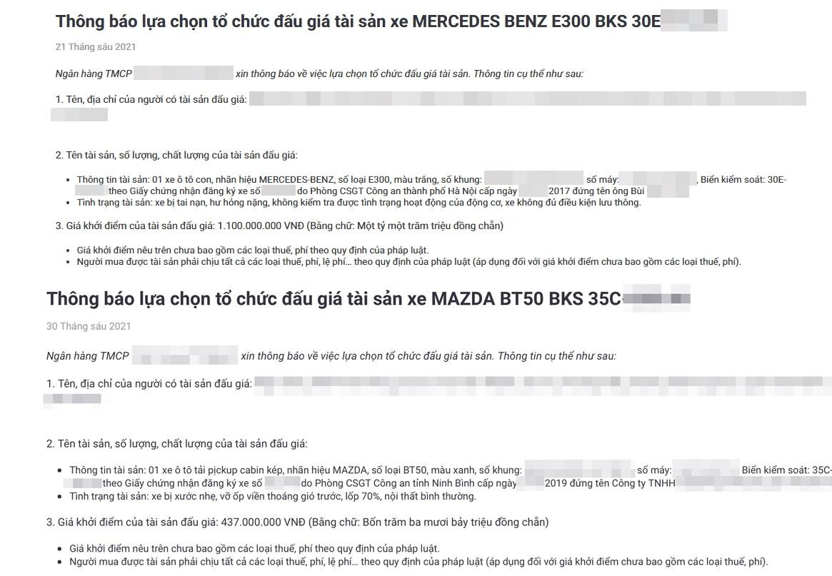 Một số ngân hàng đăng thông tin đấu giá thanh lý khá cụ thể. Một số ngân hàng đăng thông tin đấu giá thanh lý khá cụ thể.