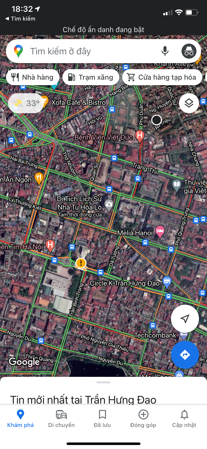 Google Maps hiển thị rất chi tiết tình trạng giao thông ở các phố.