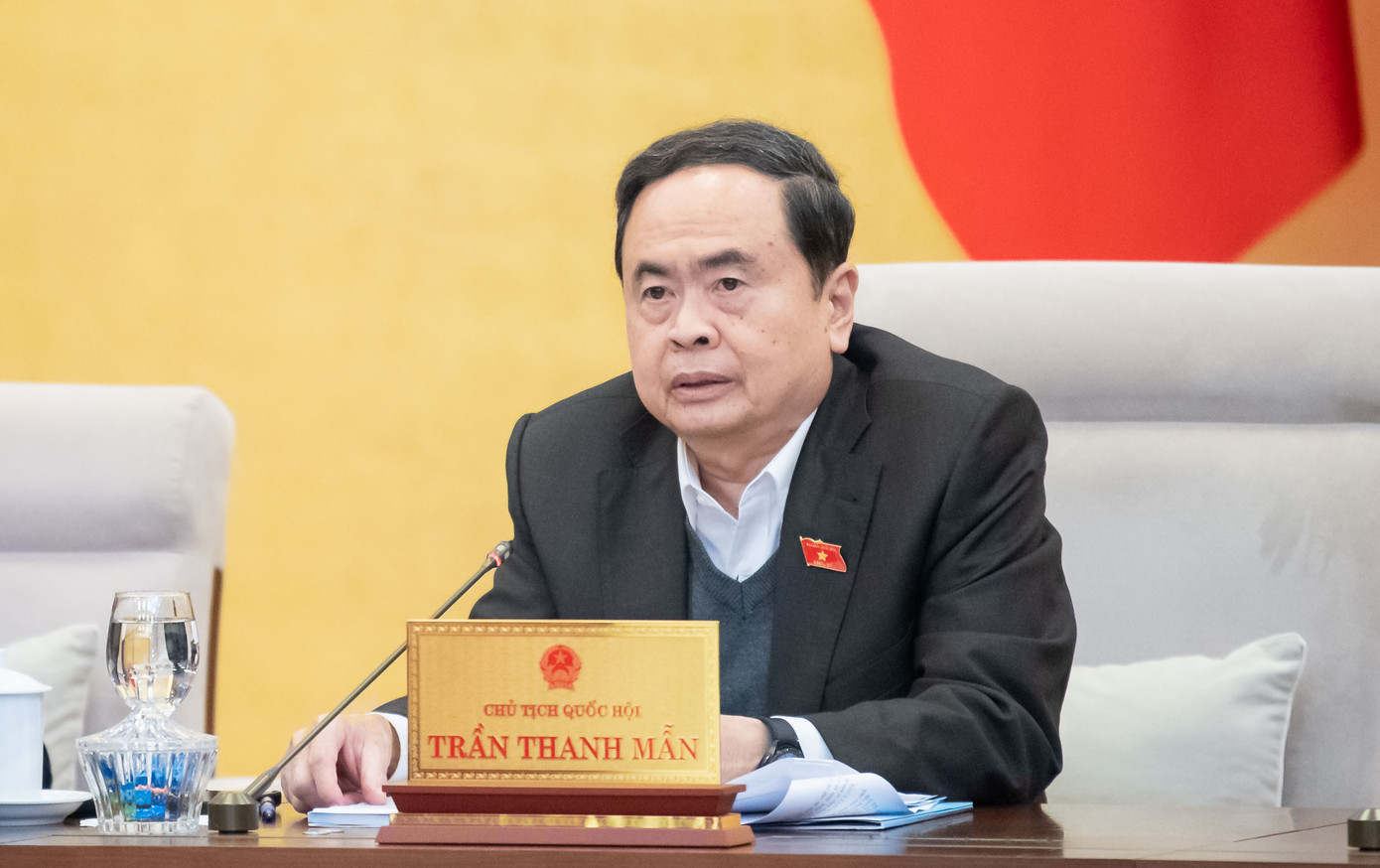 Chủ tịch Quốc hội Trần Thanh Mẫn phát biểu tại phiên họp.