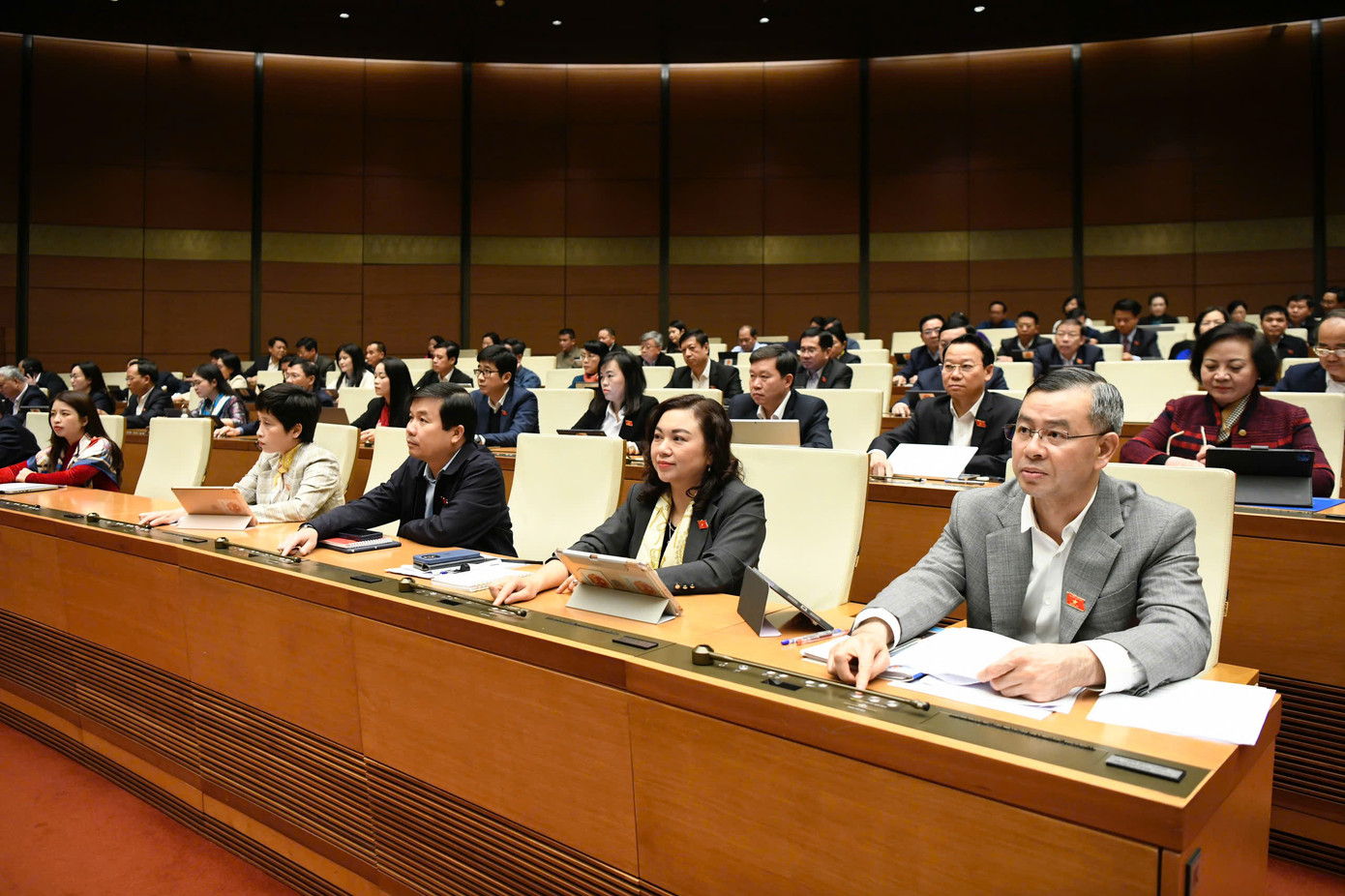 Các đại biểu Quốc hội biểu quyết thông qua dự án luật. Ảnh: Như Ý Các đại biểu Quốc hội biểu quyết thông qua dự án luật. Ảnh: Như Ý