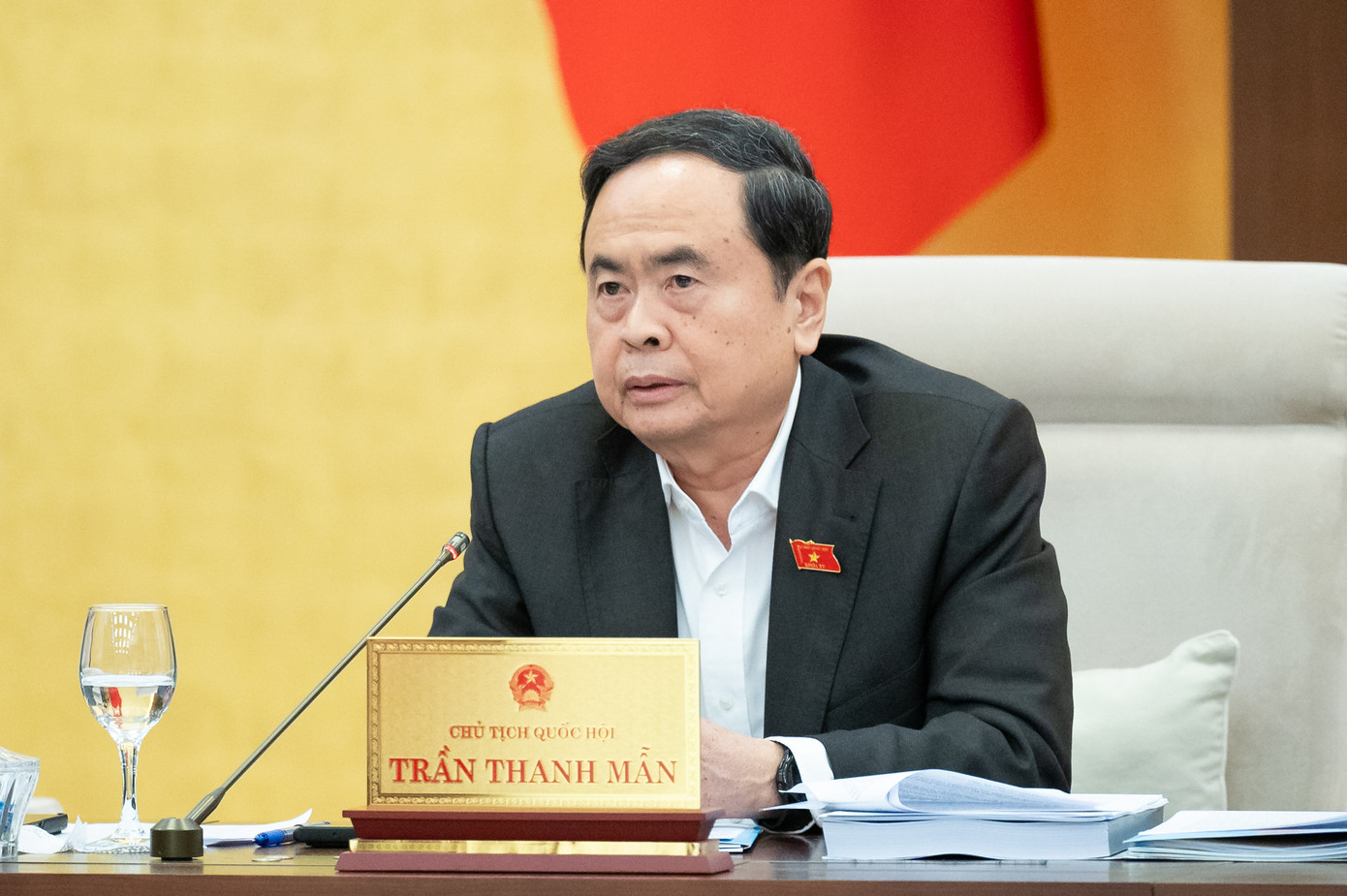 Chủ tịch Quốc hội Trần Thanh Mẫn phát biểu tại phiên họp. Ảnh: QH