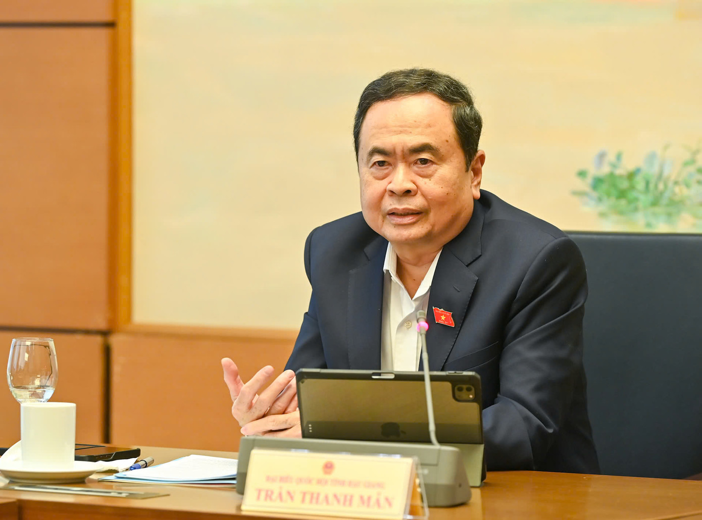 Chủ tịch Quốc hội Trần Thanh Mẫn phát biểu tại phiên họp. Ảnh: Như Ý Chủ tịch Quốc hội Trần Thanh Mẫn phát biểu tại phiên họp. Ảnh: Như Ý