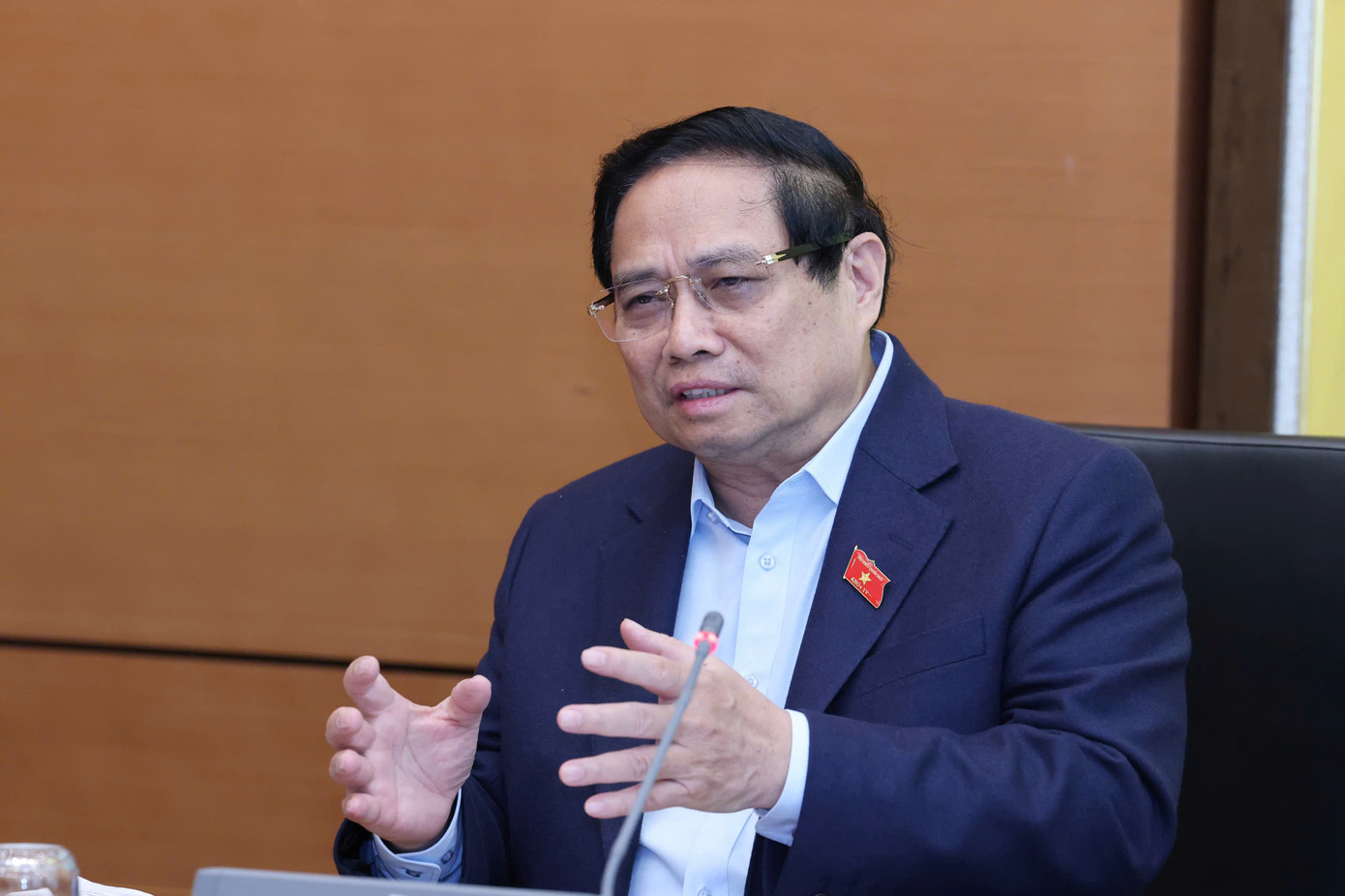 Thủ tướng Phạm Minh Chính phát biểu tại phiên thảo luận ngày 15/2. Ảnh: Như Ý Thủ tướng Phạm Minh Chính phát biểu tại phiên thảo luận ngày 15/2. Ảnh: Như Ý