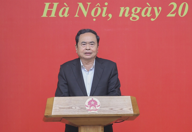 Chủ tịch Quốc hội Trần Thanh Mẫn phát biểu tại hội nghị. Ảnh: Nhật Bắc