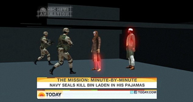 Vợ của Bin Laden lao vào phía lính đặc nhiệm Mỹ cản trở và bị bắn vào chân, Bin Laden bị bắn hai phát vào ngực và đầu. Vợ của Bin Laden lao vào phía lính đặc nhiệm Mỹ cản trở và bị bắn vào chân, Bin Laden bị bắn hai phát vào ngực và đầu