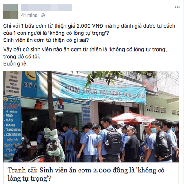 Tranh cãi trái chiều 'sinh viên xếp hàng' ăn cơm 2000 đồng: Không có lòng tự trọng ảnh 4