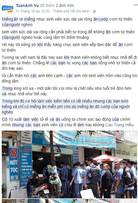 Tranh cãi trái chiều 'sinh viên xếp hàng' ăn cơm 2000 đồng: Không có lòng tự trọng ảnh 2