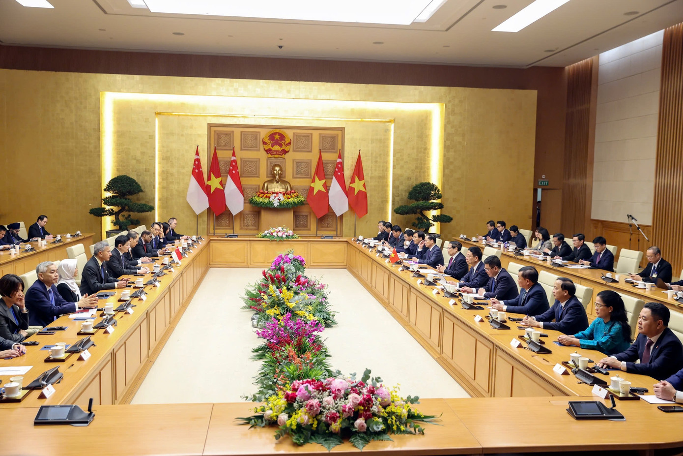 Toàn cảnh cuộc hội đàm Việt Nam - Singapore ngày 26/3. Ảnh: Nhật Minh.